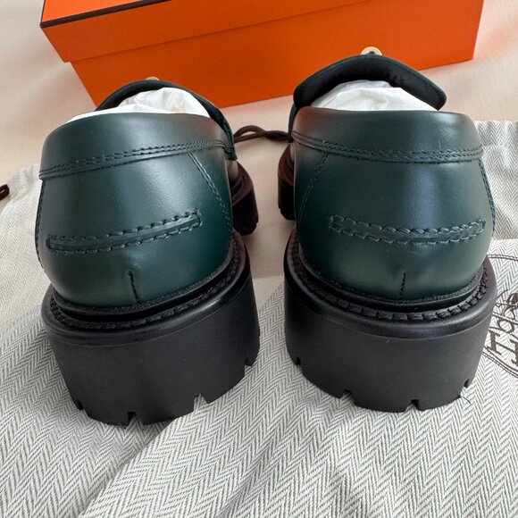 Hermes "Icone" Loafers in Green, size 37.5 - Picture 4 of 14